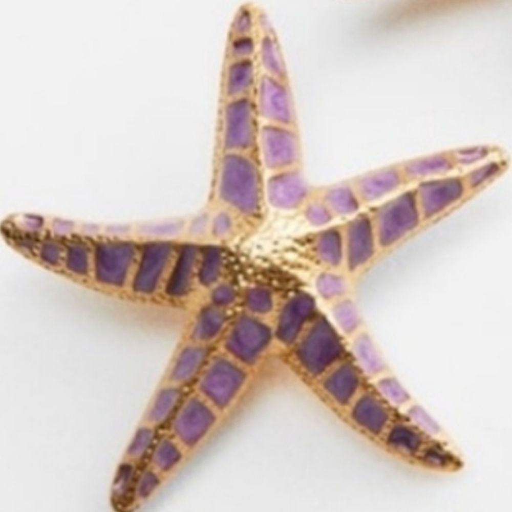 New ZARA Purple Starfish Statement Stud Earrings - Picture 5 of 12